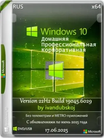 Иконка Windows 10 3in1 x64 22Н2 (build 19045.6029) by ivandubskoj 17.06.2025 [Ru]