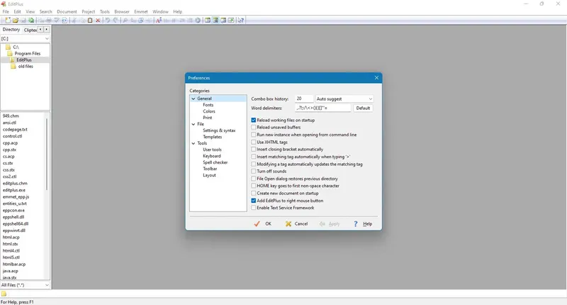 Настройки программы