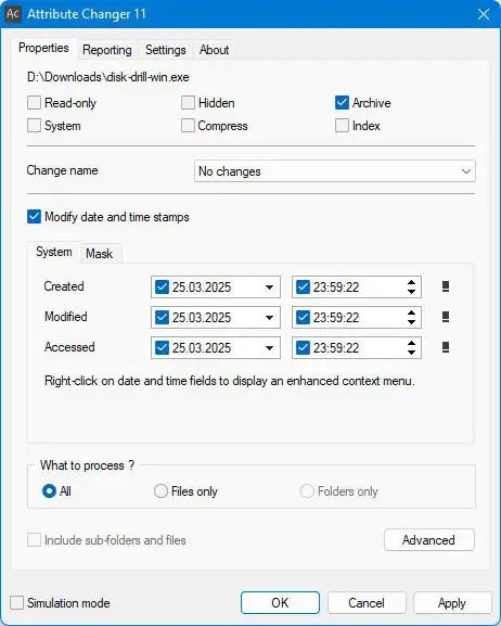 Настройки программы