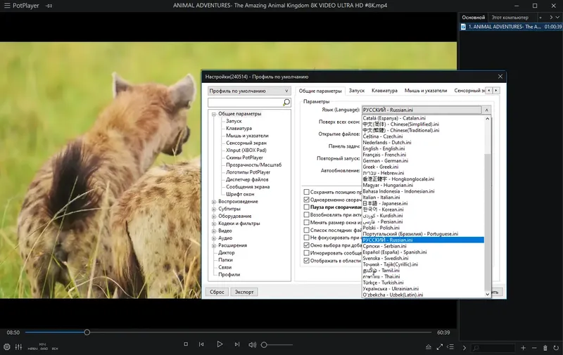 Настройки программы