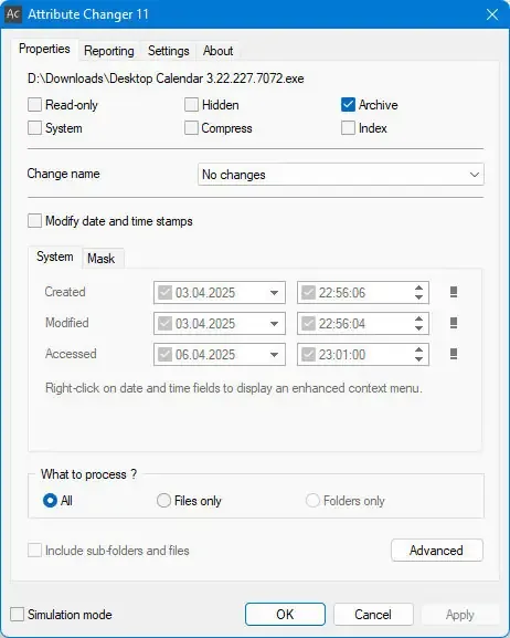 Настройки программы