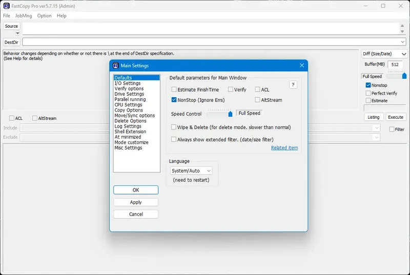Настройки программы