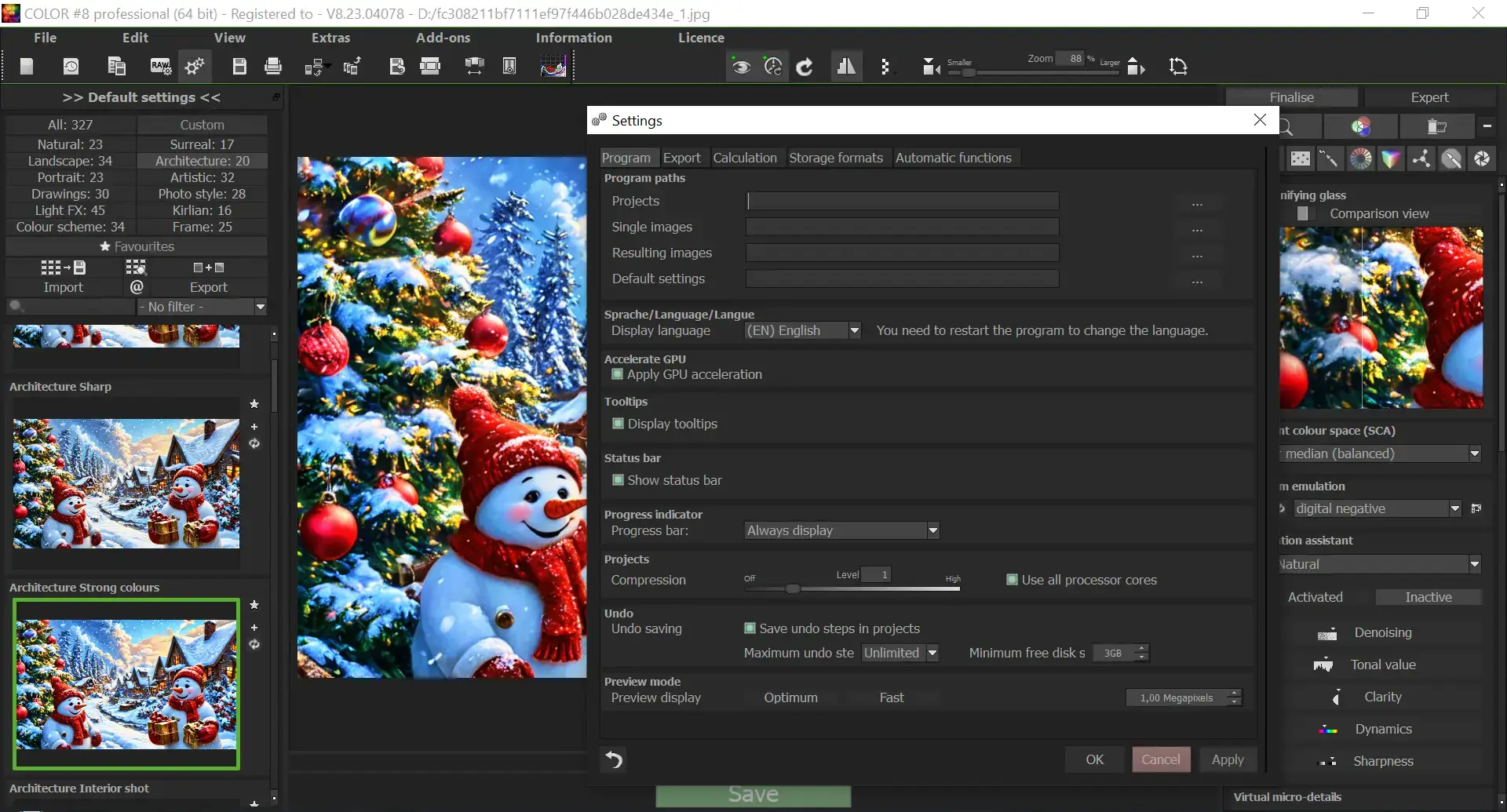 Настройки программы