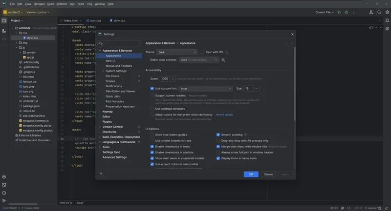 Настройки программы