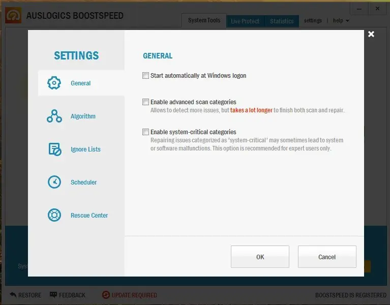 Настройки программы