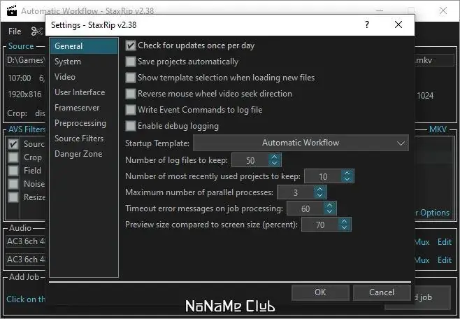 Настройки программы