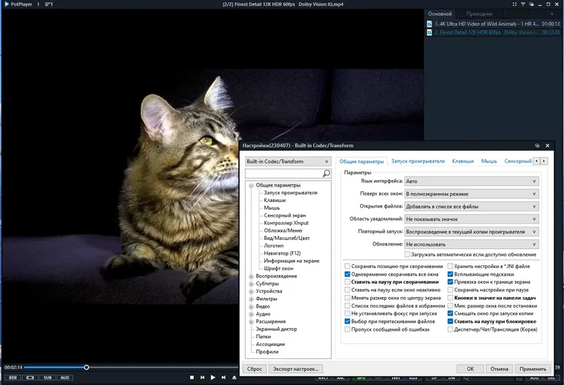 Настройки программы