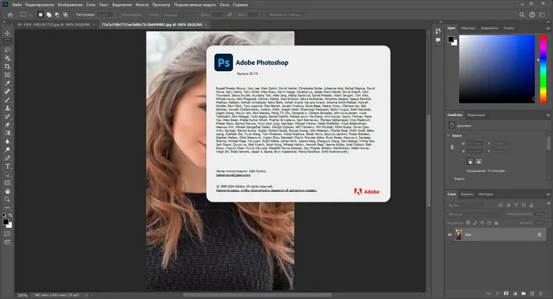 Пользовательсткй интерфейс Adobe Photoshop 2024 25.7.0.504 Light (x64) Portable by 7997 [Multi Ru]