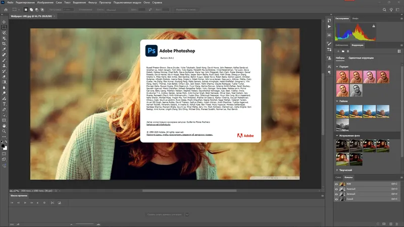 Пользовательсткй интерфейс Adobe Photoshop 2025 26.6.1.7 Light (x64) Portable by 7997 [Multi Ru]