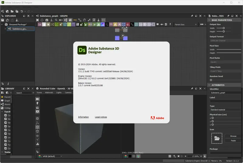 Пользовательсткй интерфейс Adobe Substance 3D Designer 2024 13.1.2 (x64) Portable by 7997 [Multi]