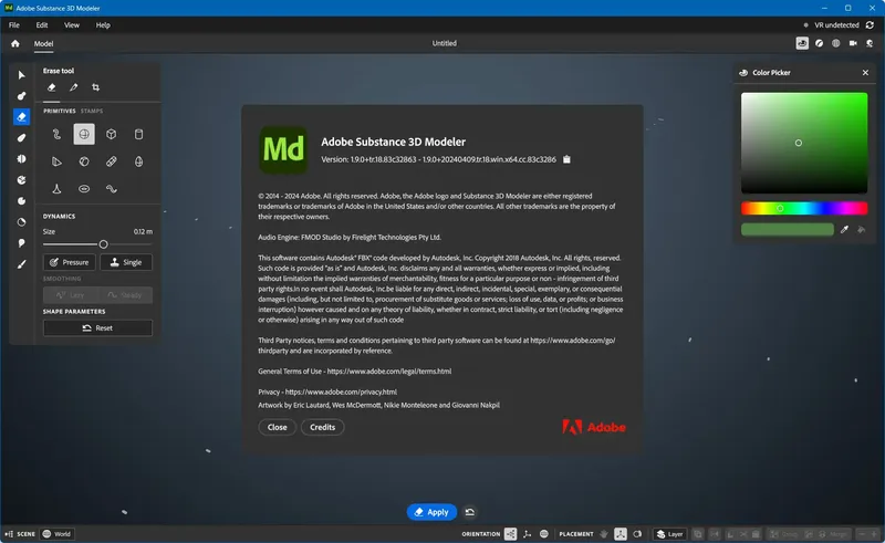 Пользовательсткй интерфейс Adobe Substance 3D Modeler 2024 1.9.0.18 (x64) Portable by 7997 [Multi]