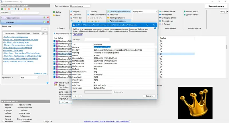 Пользовательсткй интерфейс Advanced Renamer 3.93.0 Final + Portable (x64) [Multi Ru]