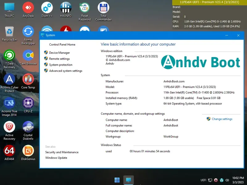 Пользовательсткй интерфейс Anhdv Boot 2023 Premium v23.4 x86-x64 (03.03.2023) [En]