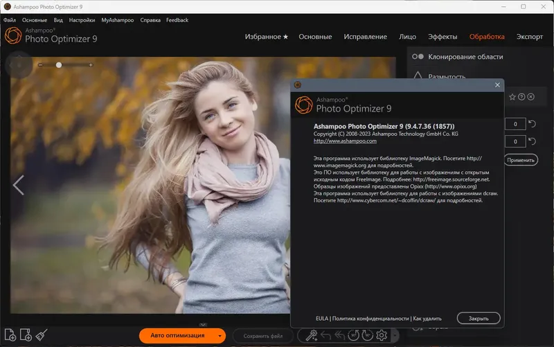 Пользовательсткй интерфейс Ashampoo Photo Optimizer 9.4.7.36 (x64) Portable by 7997 [Multi Ru]
