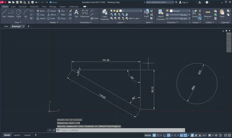 Пользовательсткй интерфейс Autodesk AutoCAD LT 2023.0.1 [En] (+ offline help)