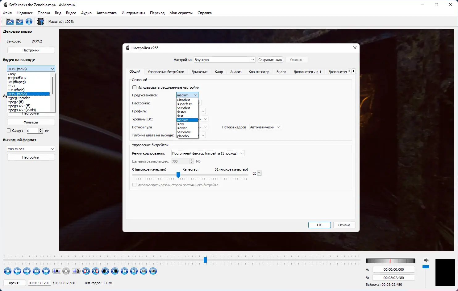 Пользовательсткй интерфейс Avidemux 2.8.1 Nightly(r220617) + Portable (x64) [Multi Ru]