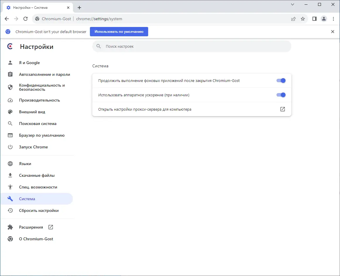 Пользовательсткй интерфейс Chromium-Gost 120.0.6099.216 + Portable [Multi Ru]