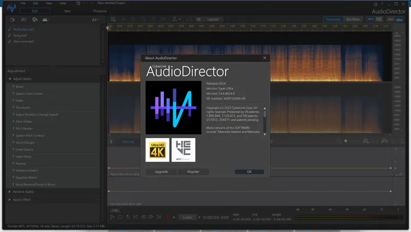 Пользовательсткй интерфейс CyberLink AudioDirector Ultra 14.4.4024.0 (x64) Portable by 7997 [Multi]