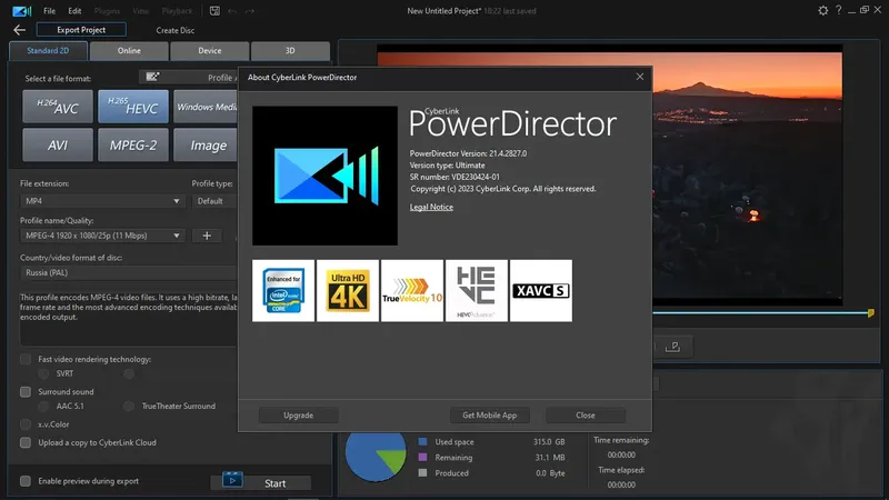 Пользовательсткй интерфейс CyberLink PowerDirector Ultimate 21.4.2827.0 (x64) [Multi]