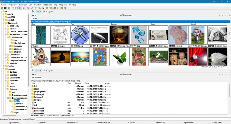 Пользовательсткй интерфейс Double Commander 1.0.9 + Portable [Multi Ru]