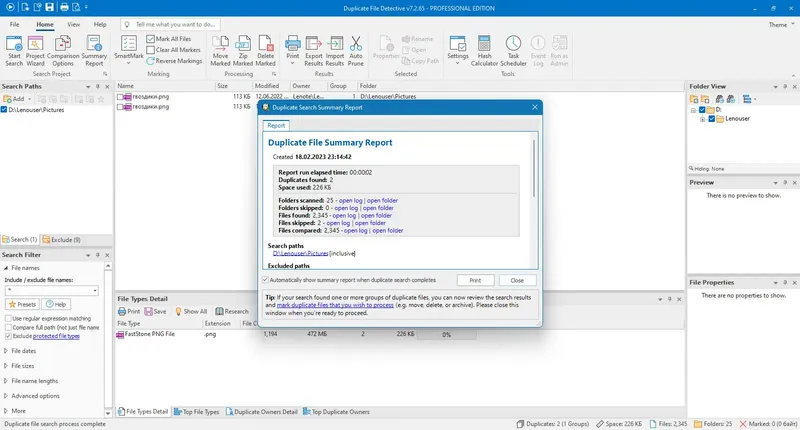 Пользовательсткй интерфейс Duplicate File Detective 7.2.65.0 (x64) Professional Enterprise Server Edition [En]