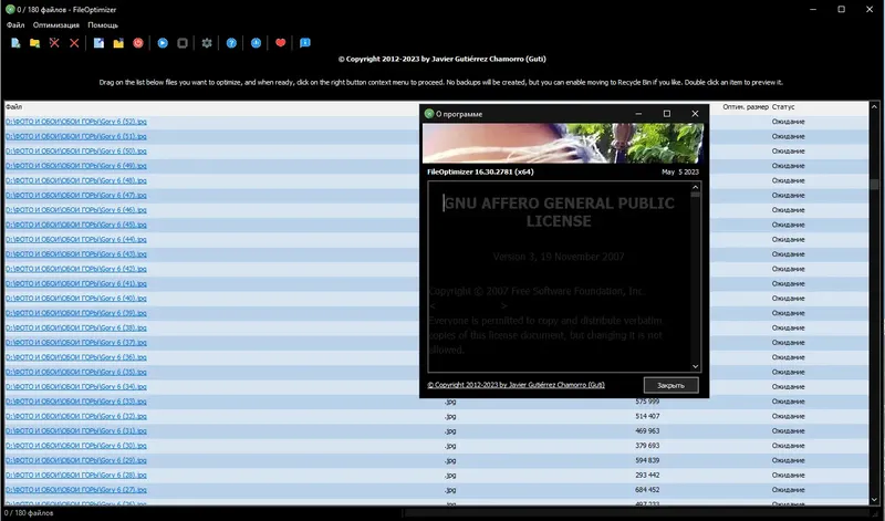 Пользовательсткй интерфейс FileOptimizer 16.30.2781 RePack (& Portable) by elchupacabra [Multi Ru]