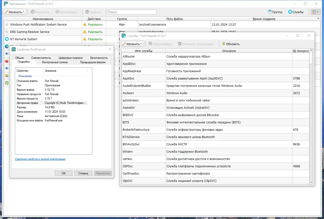 Пользовательсткй интерфейс Fort Firewall 3.10.7 + Portable [Multi Ru]