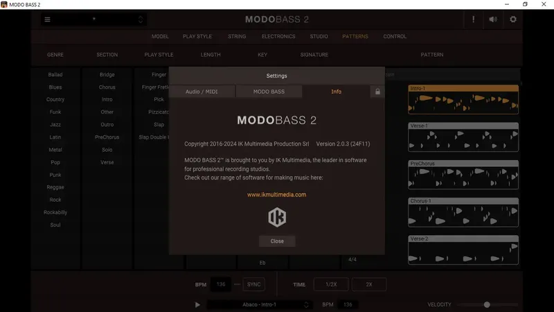 Пользовательсткй интерфейс IK Multimedia - MODO BASS 2 2.0.3 STANDALONE, VSTi, VSTi 3, AAX (x64) [En]