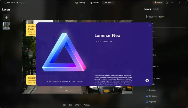 Пользовательсткй интерфейс Luminar Neo 1.14.1.12230 (x64) Portable by 7997 [Multi]