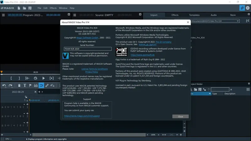 Пользовательсткй интерфейс MAGIX Video Pro X14 20.0.3.169 (x64) [Multi]