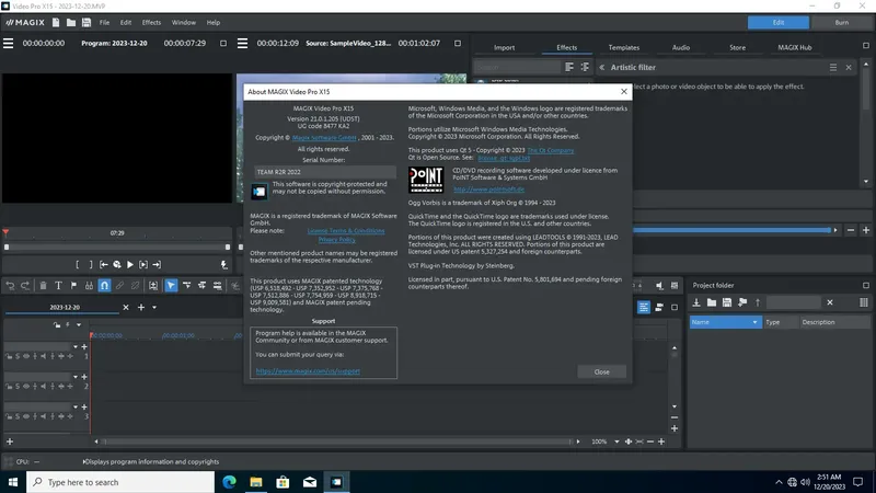 Пользовательсткй интерфейс MAGIX Video Pro X15 21.0.1.205 (x64) [Multi]