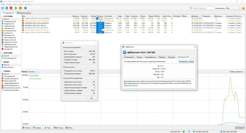 Пользовательсткй интерфейс qBittorrent 5.0.1 Portable by stalkerok (x64) [Multi Ru]