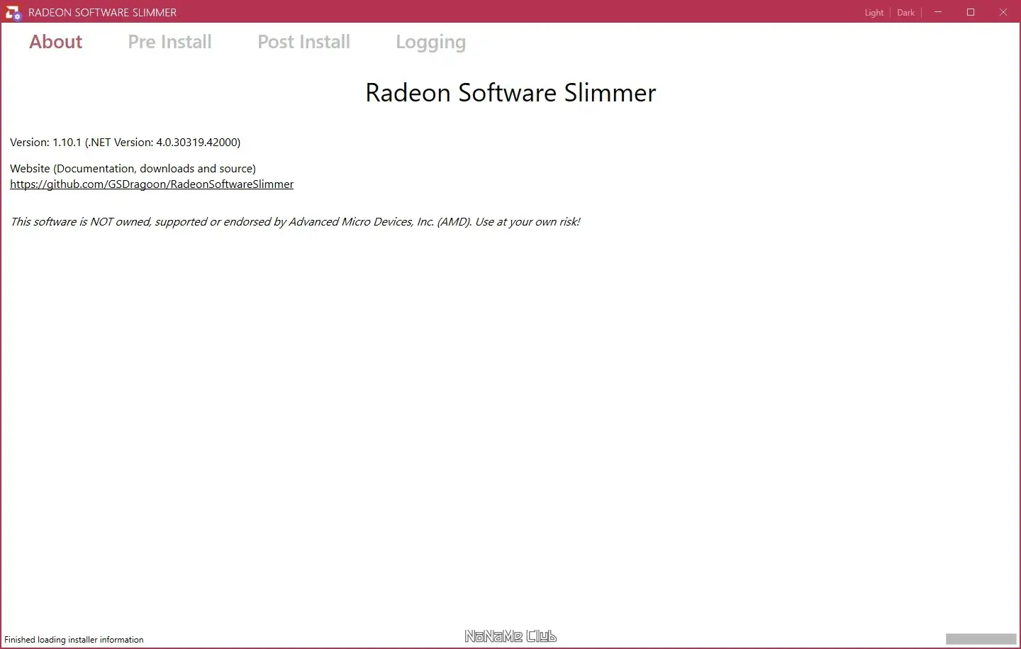 Пользовательсткй интерфейс Radeon Software Slimmer 1.10.1 Portable [En]