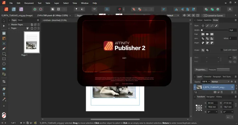Пользовательсткй интерфейс Serif Affinity Publisher 2.2.1.2075 (x64) Portable by 7997 [Multi]