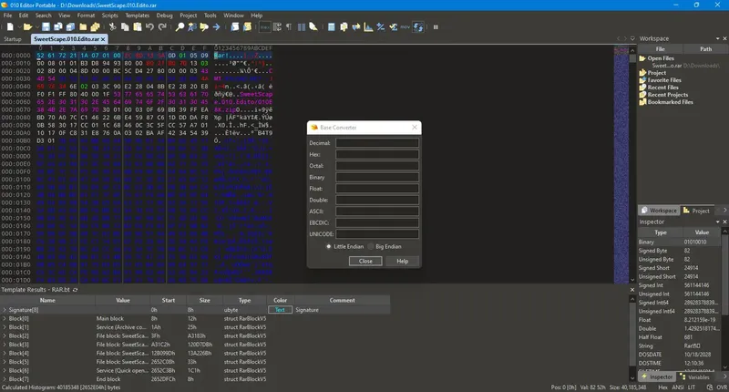 Пользовательсткй интерфейс SweetScape 010 Editor 14.0 + Portable [En]
