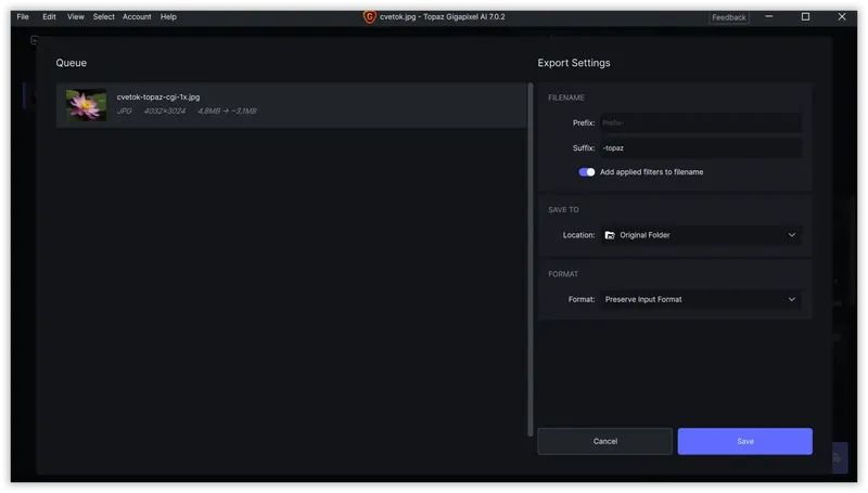 Пользовательсткй интерфейс Topaz Gigapixel AI 7.0.2 + models Portable by 7997 [En]