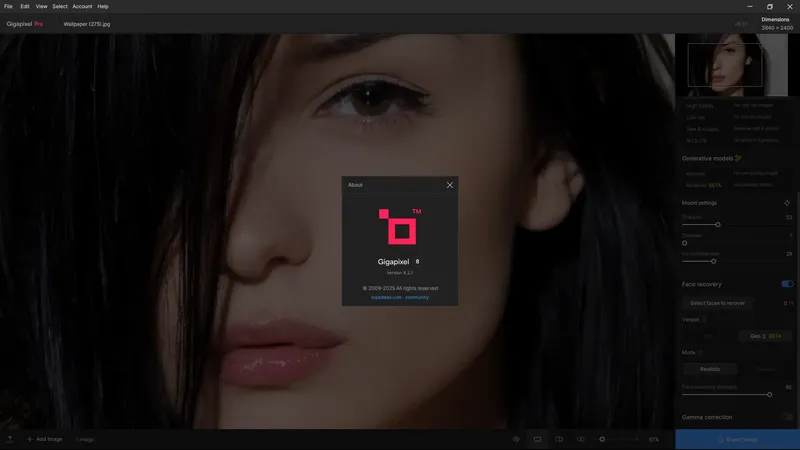 Пользовательсткй интерфейс Topaz Gigapixel AI Pro 8.2.1 RC + models Portable by 7997 (x64) [EN]