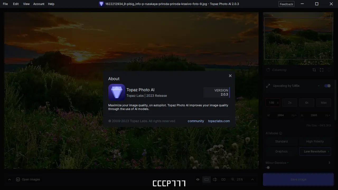 Пользовательсткй интерфейс Topaz Photo AI 2.0.3 (x64) Portable by 7997 [En]