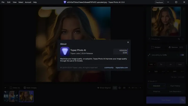 Пользовательсткй интерфейс Topaz Photo AI 2.3.0 (x64) Portable by 7997 [En]