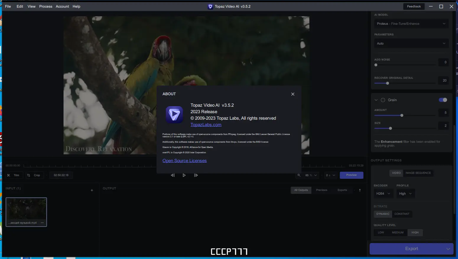 Пользовательсткй интерфейс Topaz Video AI 3.5.2 (x64) Portable by 7997 [En]