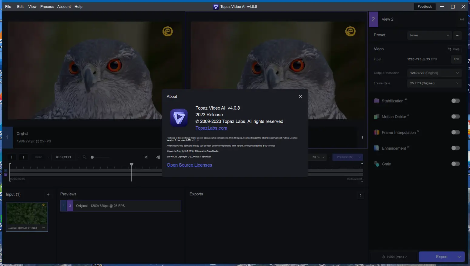 Пользовательсткй интерфейс Topaz Video AI 4.0.8 (x64) Portable by 7997 [En]