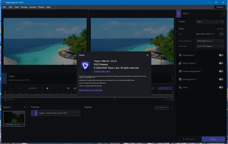 Пользовательсткй интерфейс Topaz Video AI 4.2.0 (x64) Portable by 7997 [En]