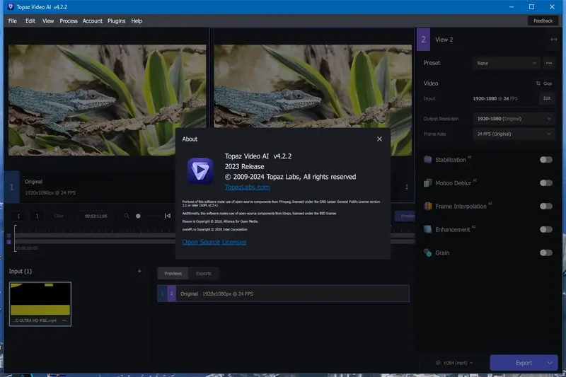 Пользовательсткй интерфейс Topaz Video AI 4.2.2 (x64) Portable by 7997 [En]