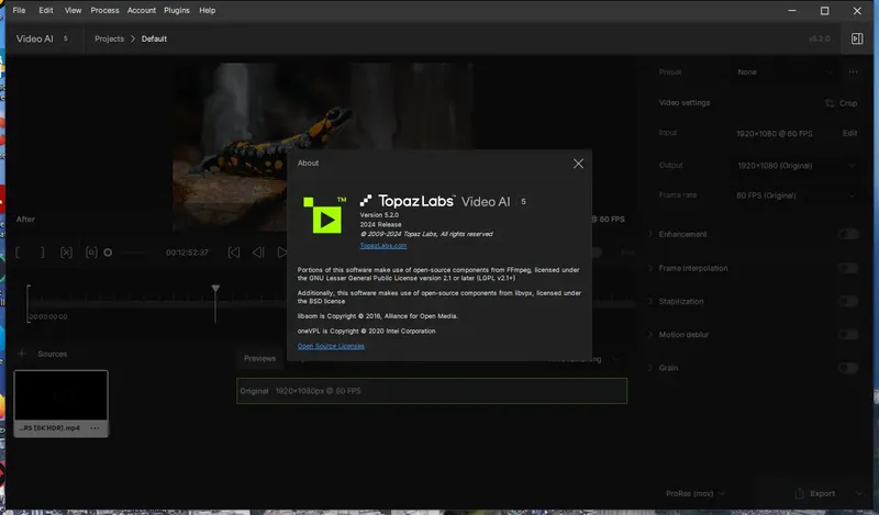 Пользовательсткй интерфейс Topaz Video AI 5.2.0 (x64) Portable by 7997 [En]