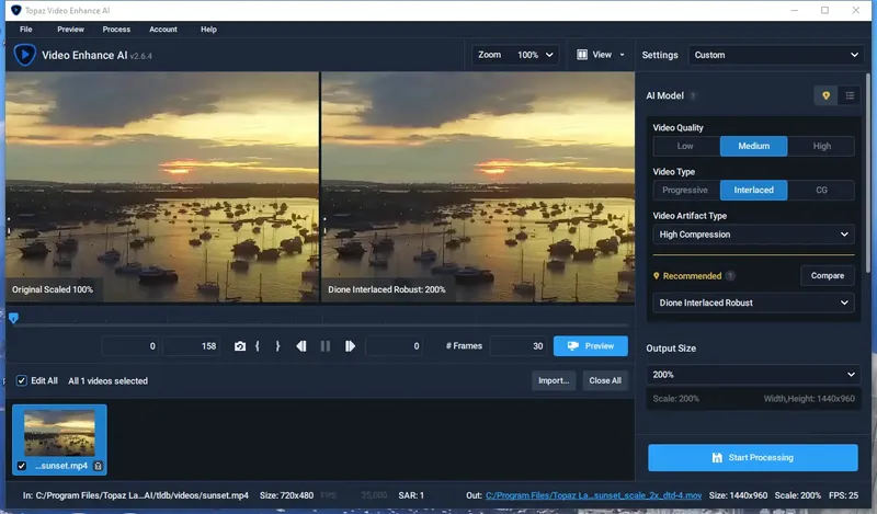 Пользовательсткй интерфейс Topaz Video Enhance AI 2.6.4 RePack (& portable) by elchupacabra [En]