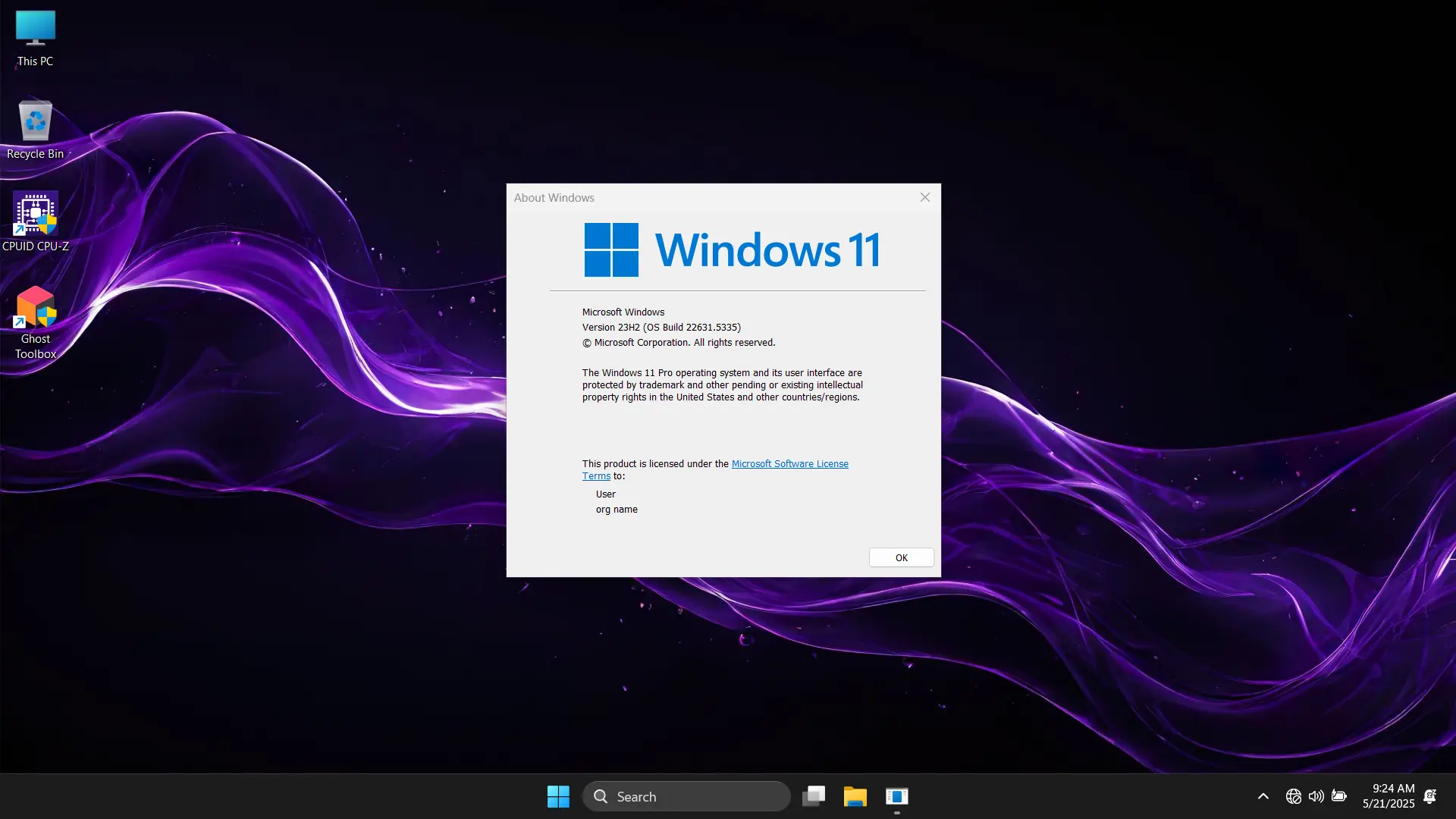 Пользовательсткй интерфейс Windows 11 PRO 23H2 22631.5335 Update 19 by Ghost Spectre [En]