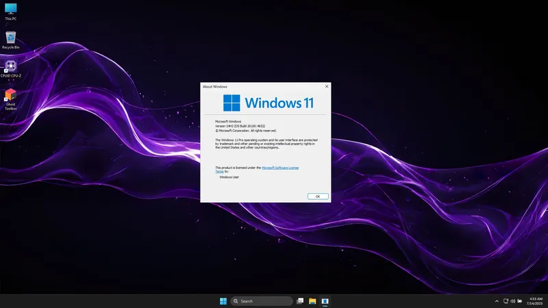 Пользовательсткй интерфейс Windows 11 PRO 24H2 26100.4652 Update 17 by Ghost Spectre [En]