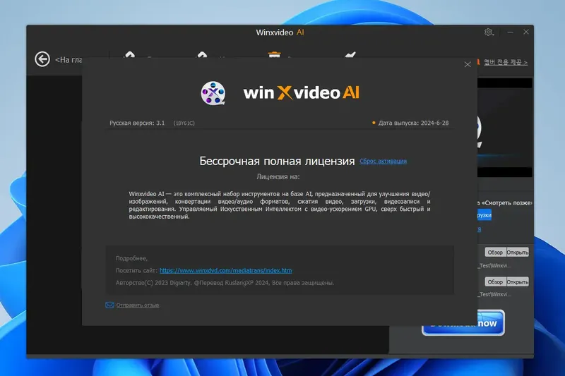 Пользовательсткй интерфейс Winxvideo AI 3.1 (x64) Portable by 7997 [Multi Ru]