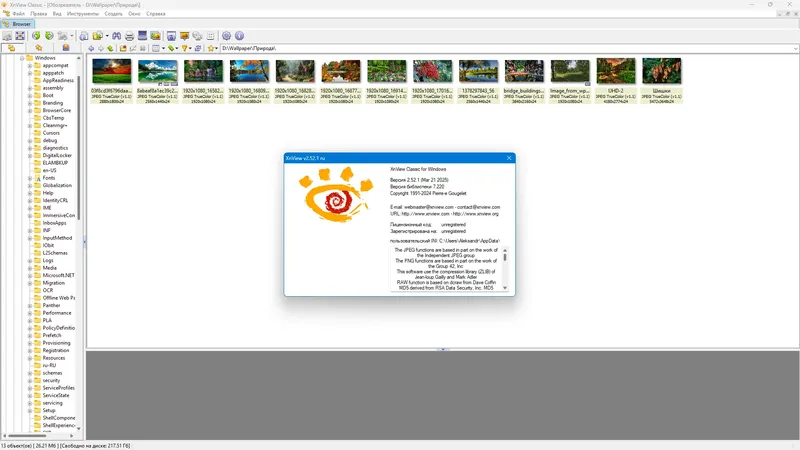 Пользовательсткй интерфейс XnView Classic 2.52.1 (Minimal-Standard-Extended) + Portable [Multi Ru]