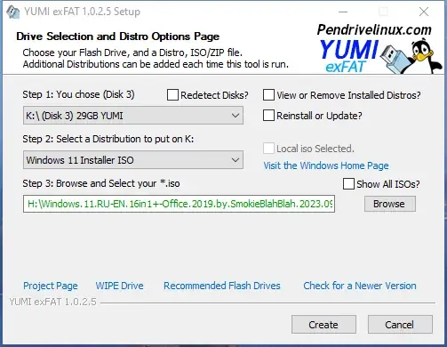 Пользовательсткй интерфейс Your Universal MultiBoot Installer exFAT (BIOS & UEFI USB Boot) 1.0.2.5 Portable [En]